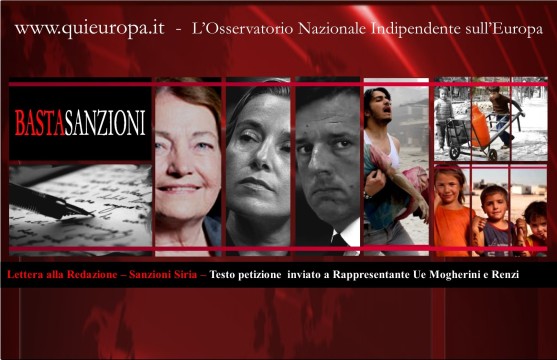 Sanzioni Siria – Testo petizione  inviato a Rappresentante Ue Mogherini e Renzi